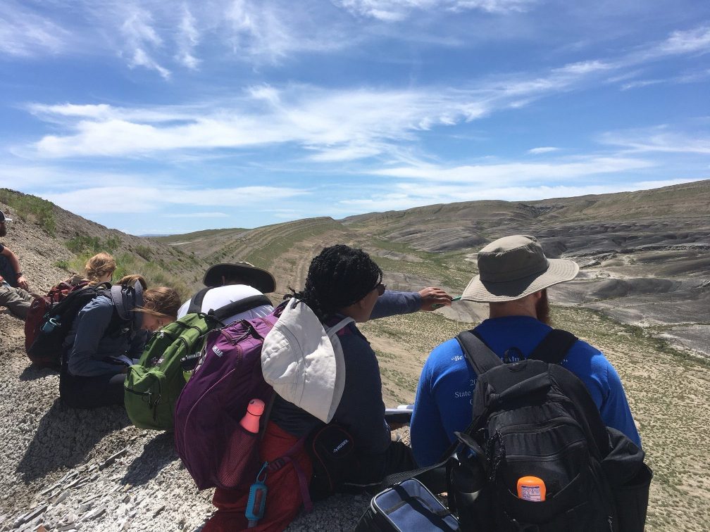Students exploring Alkali Anticline in Wyoming.